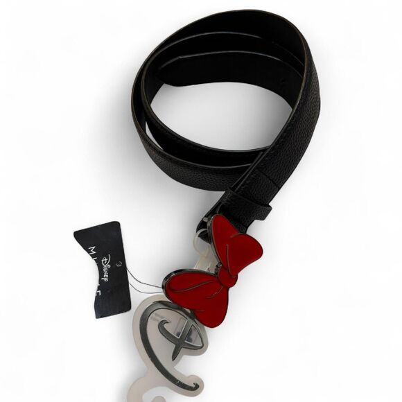 Disney Minnie Mouse black Vegan leather belt with red bow detail - size M - Picture 3 of 8
